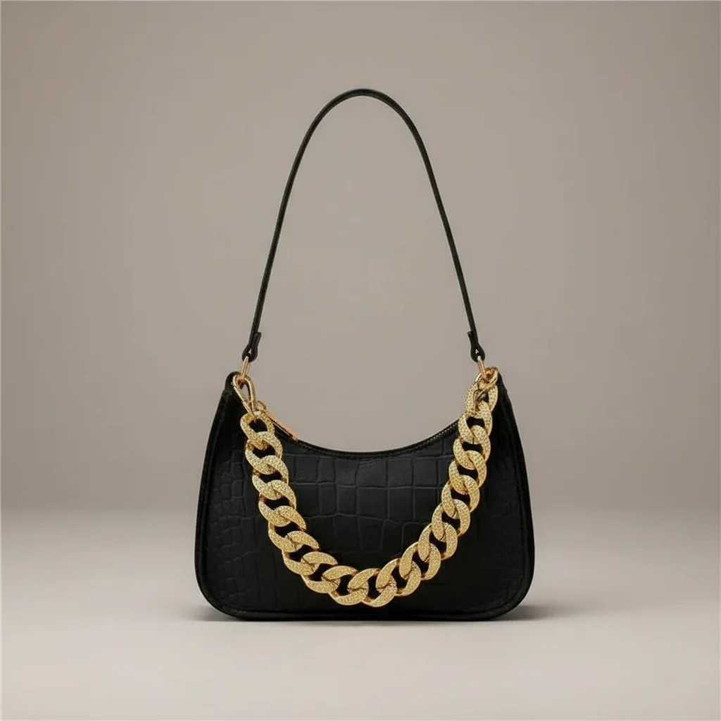 Sac chaine baguette simili cuir texturé