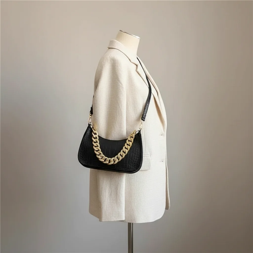 Sac chaine baguette simili cuir texturé – Image 5