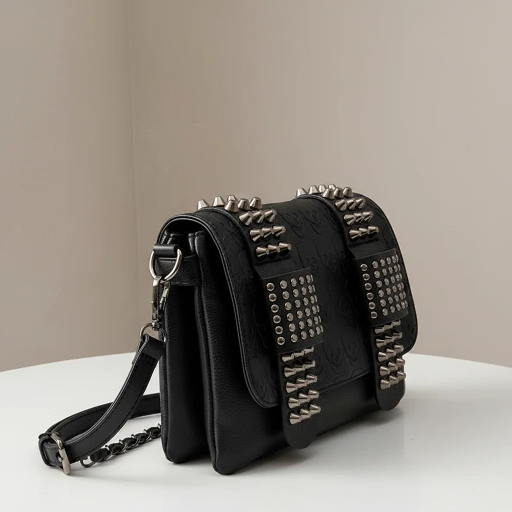 sac chaine clouté simili cuir original – Image 2