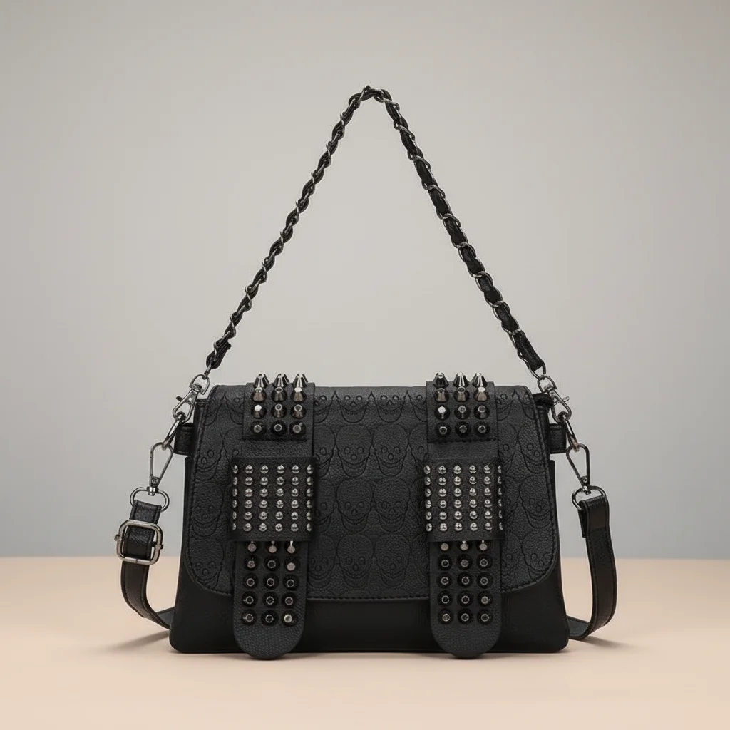 sac chaine clouté simili cuir original – Image 6