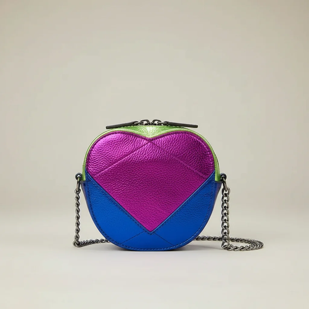 Sac chaine cœur simili cuir compact – Image 8