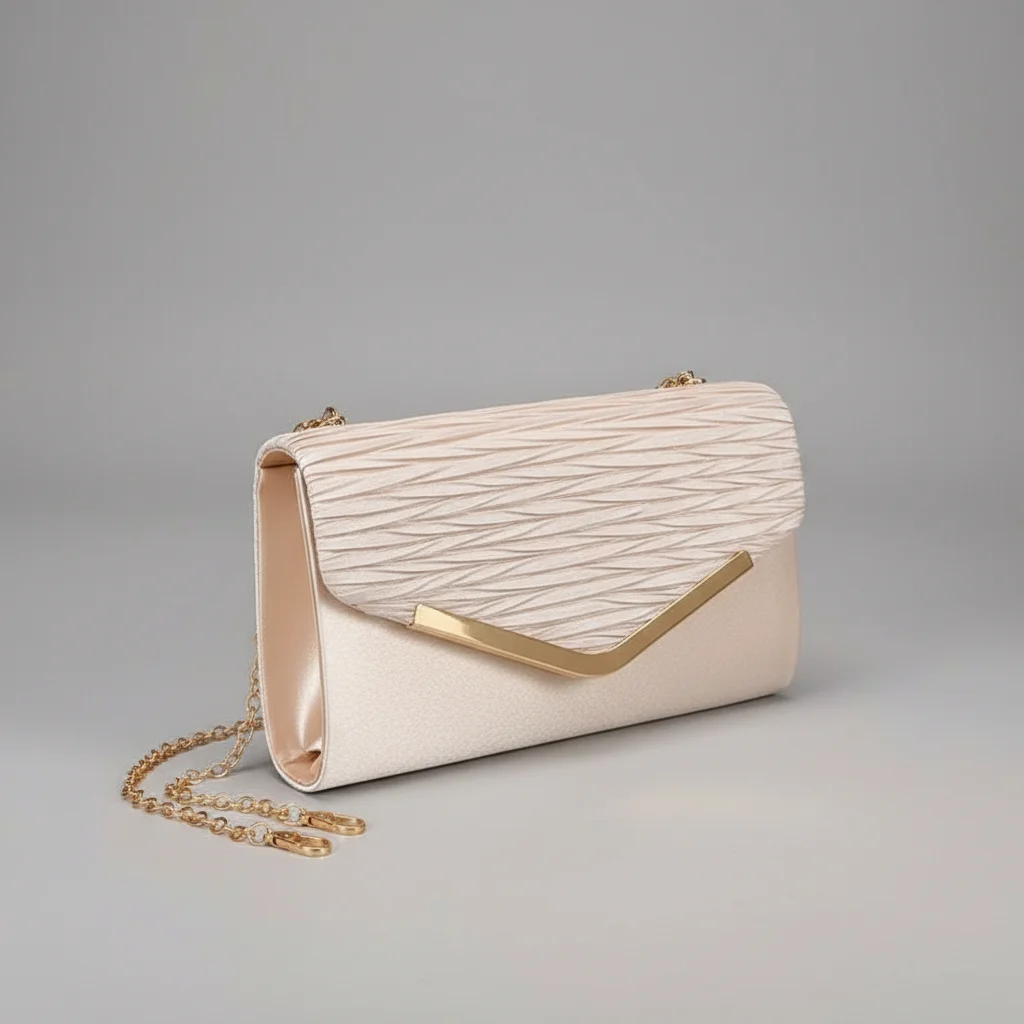 Sac chaine doré mariage nylon élégant – Image 3