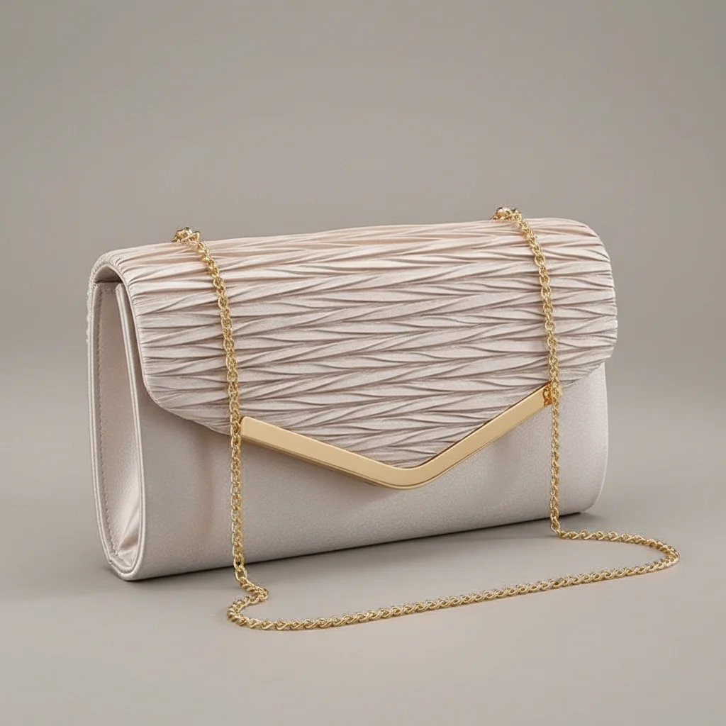 Sac chaine doré mariage nylon élégant – Image 4