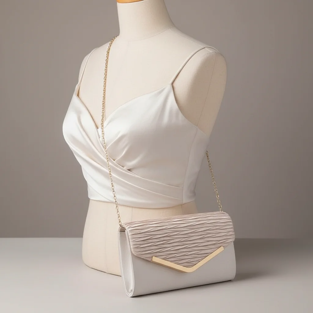 Sac chaine doré mariage nylon élégant – Image 5