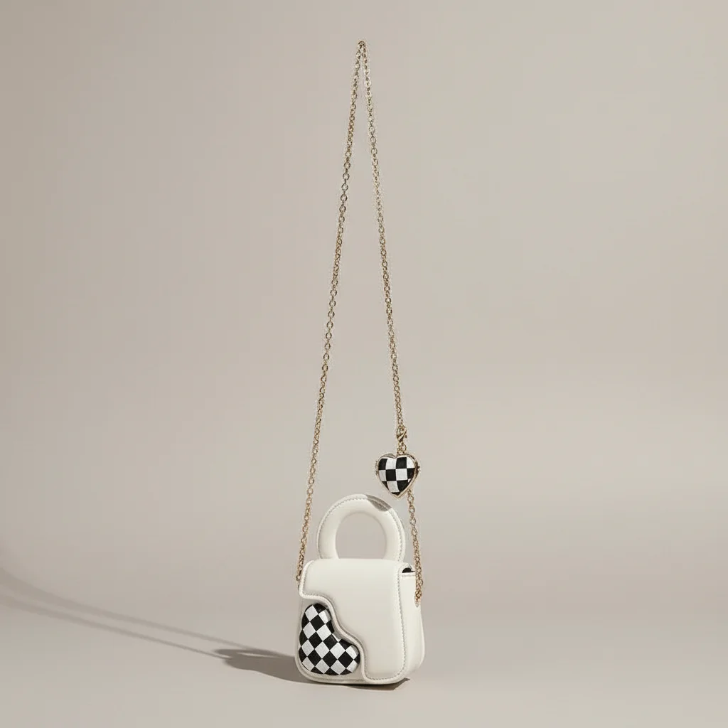 sac chaine forme cœur simili cuir compact