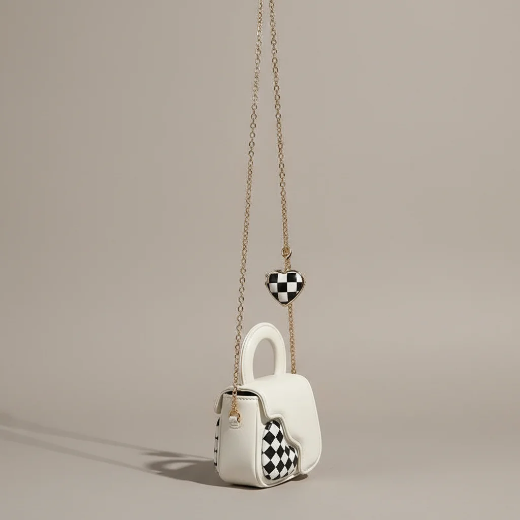 sac chaine forme cœur simili cuir compact – Image 2