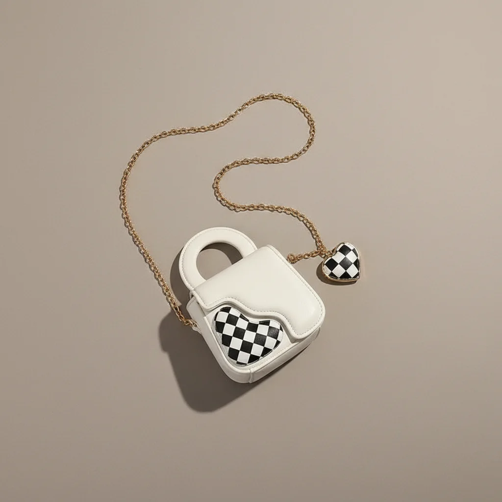 sac chaine forme cœur simili cuir compact – Image 3