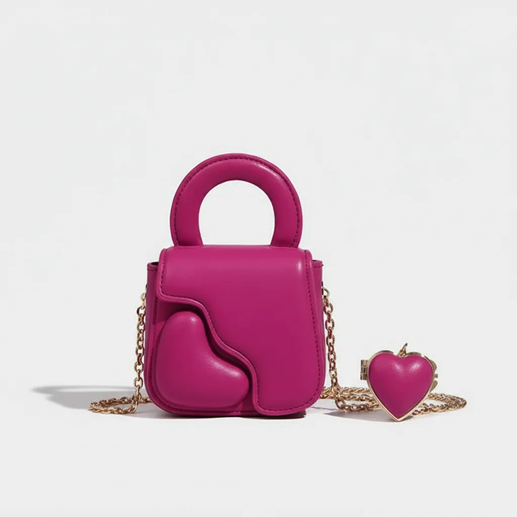 sac chaine forme cœur simili cuir compact – Image 9