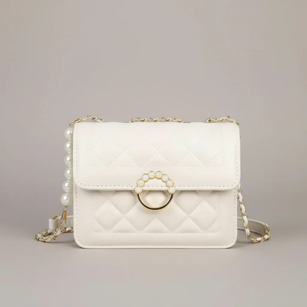 sac chaine matelassé simili cuir perles