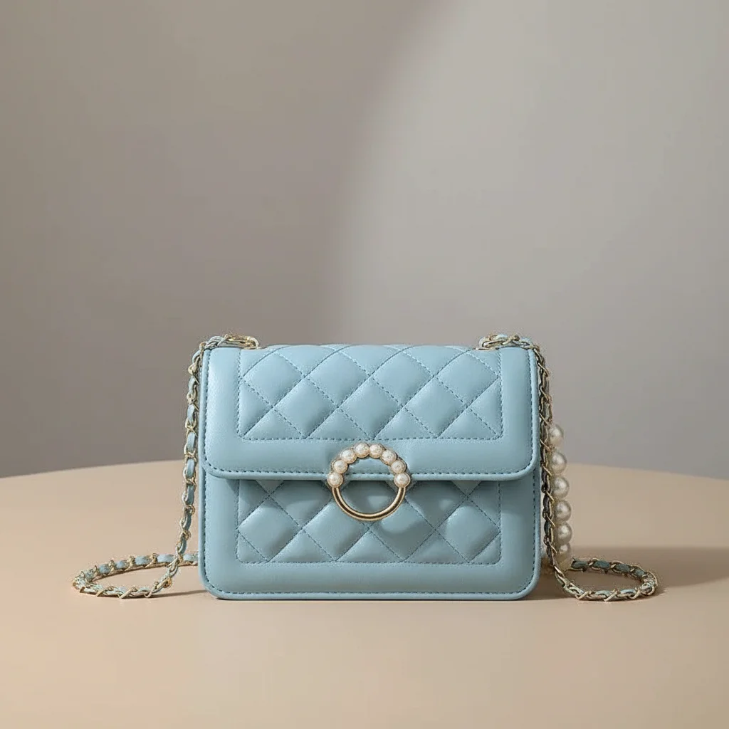 sac chaine matelassé simili cuir perles – Image 12