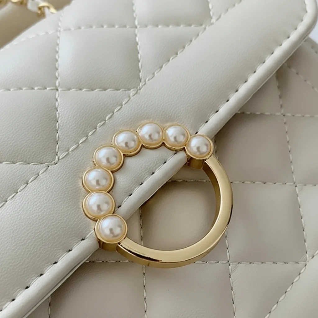 sac chaine matelassé simili cuir perles – Image 13