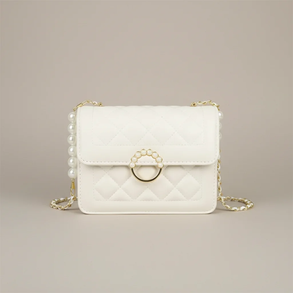 sac chaine matelassé simili cuir perles – Image 16