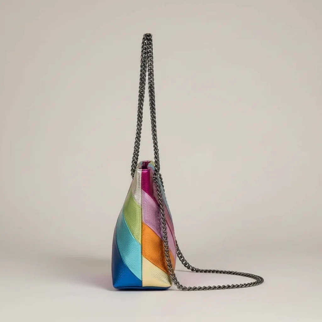 sac chaine multicolore simili cuir 23cm – Image 2