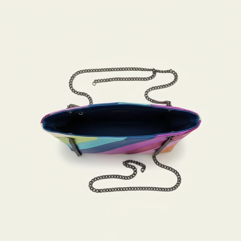 sac chaine multicolore simili cuir 23cm – Image 3