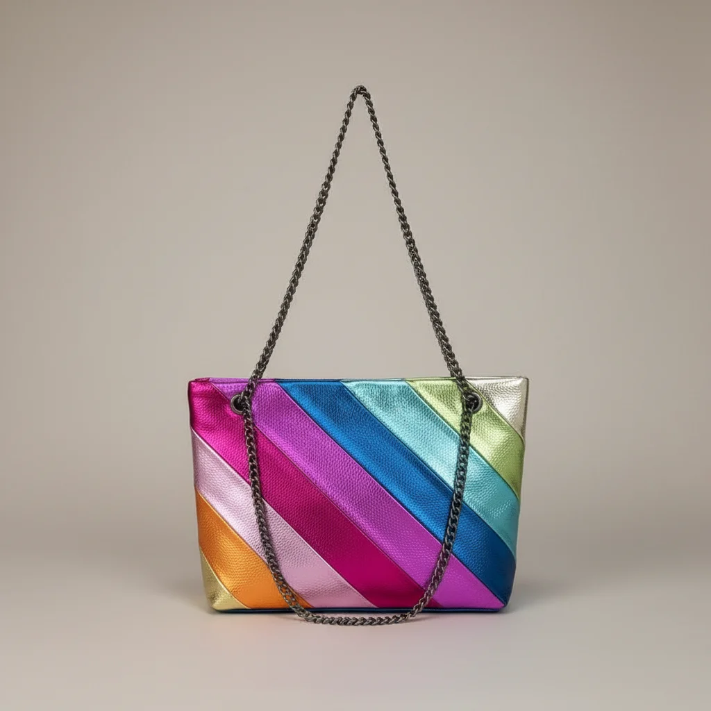 sac chaine multicolore simili cuir 23cm – Image 5