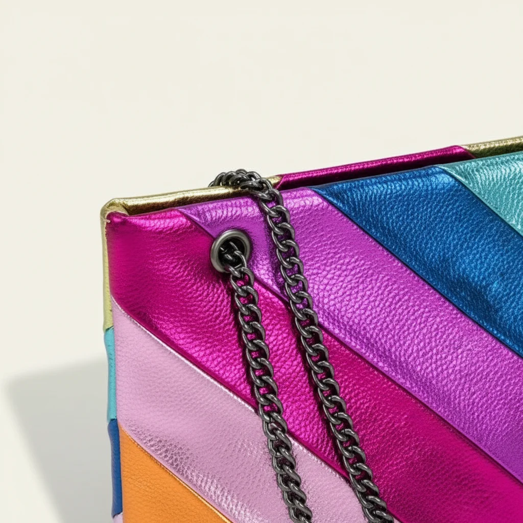sac chaine multicolore simili cuir 23cm – Image 6