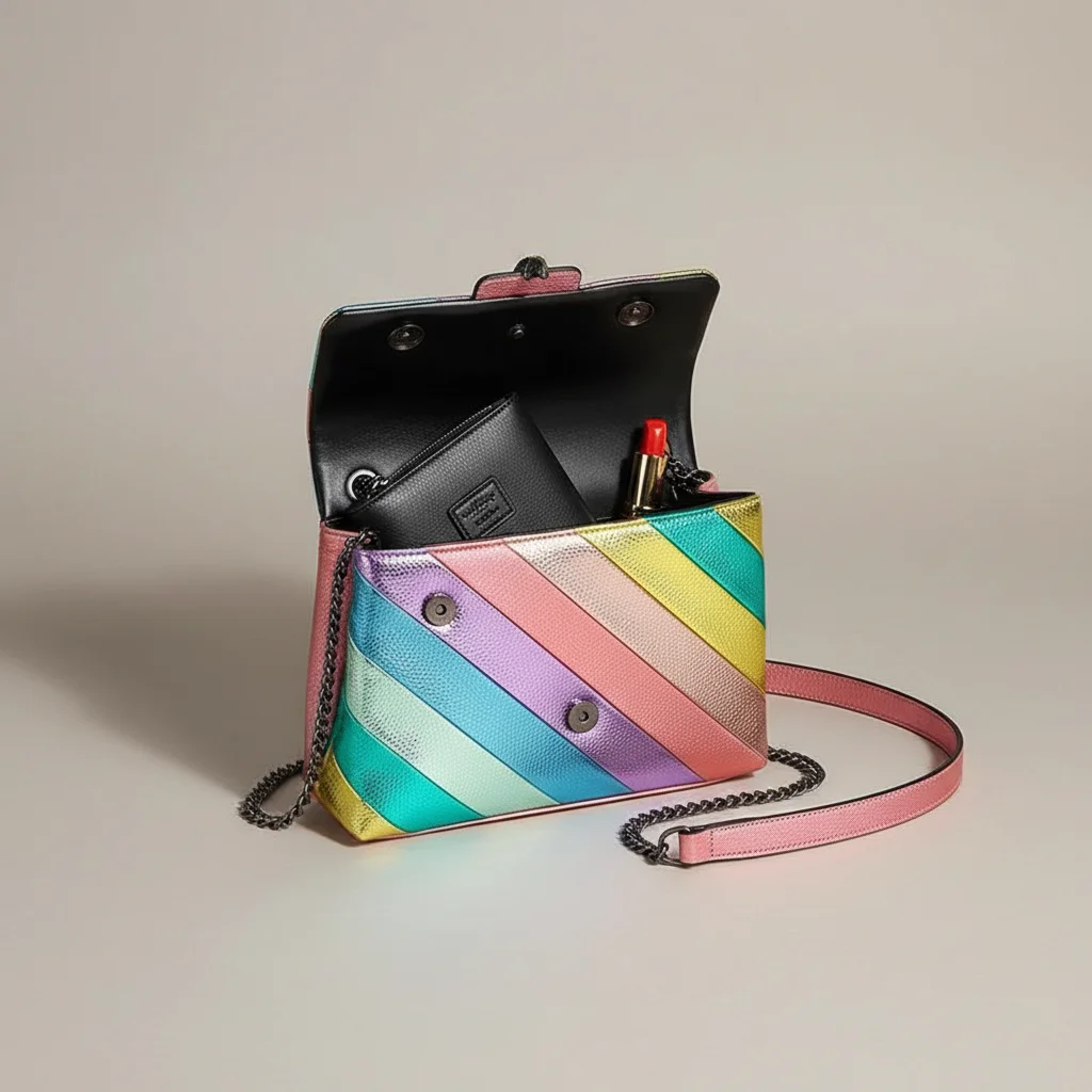 sac chaine multicolore simili cuir 25cm – Image 3