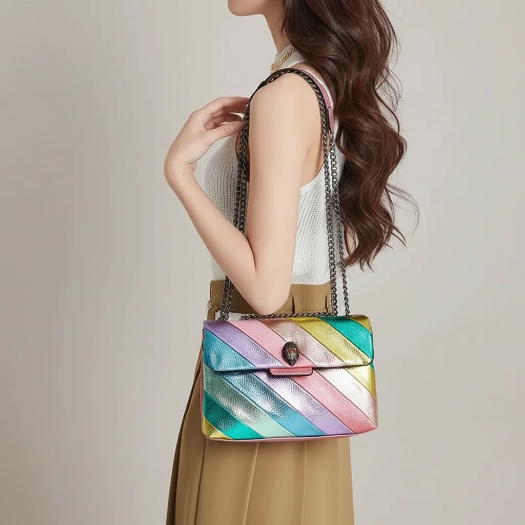 sac chaine multicolore simili cuir 25cm – Image 5