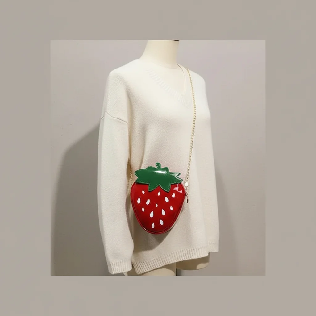 sac chaine original forme fraise pu – Image 5