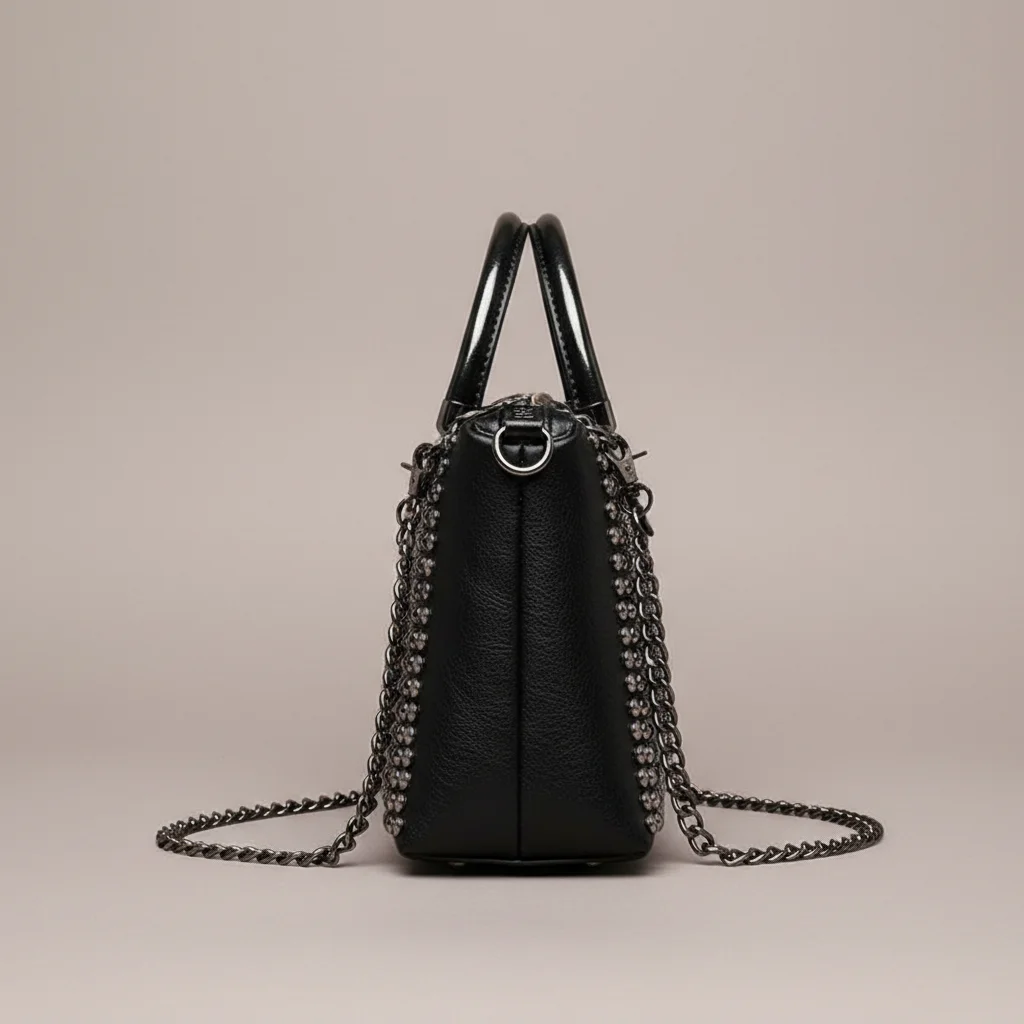 Sac chaine simili cuir franges rock – Image 2