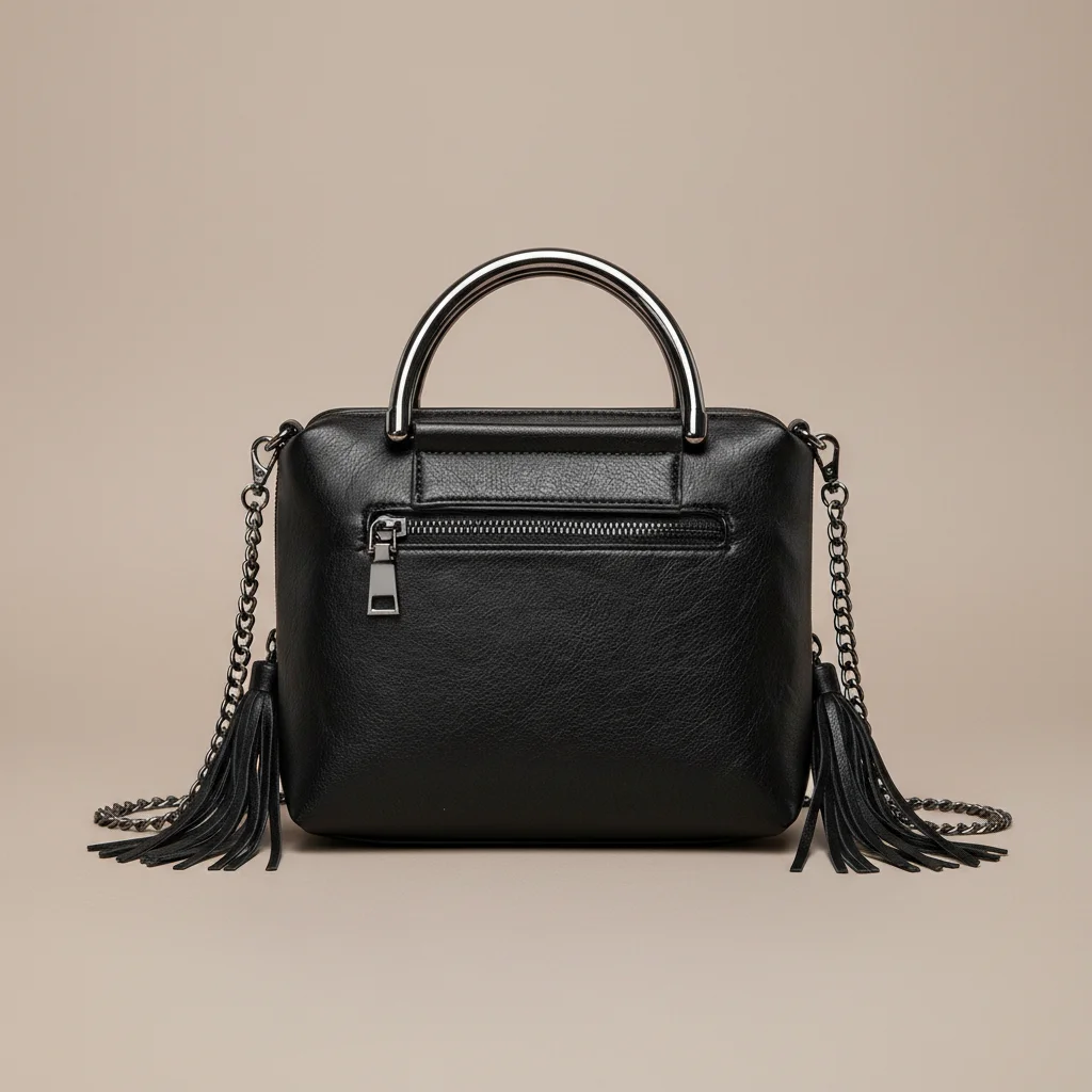 Sac chaine simili cuir franges rock – Image 7