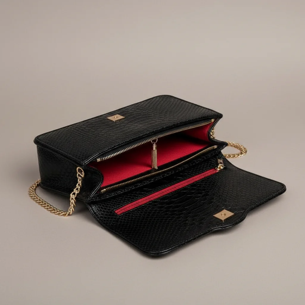Sac chaine simili cuir texturé soirée – Image 3