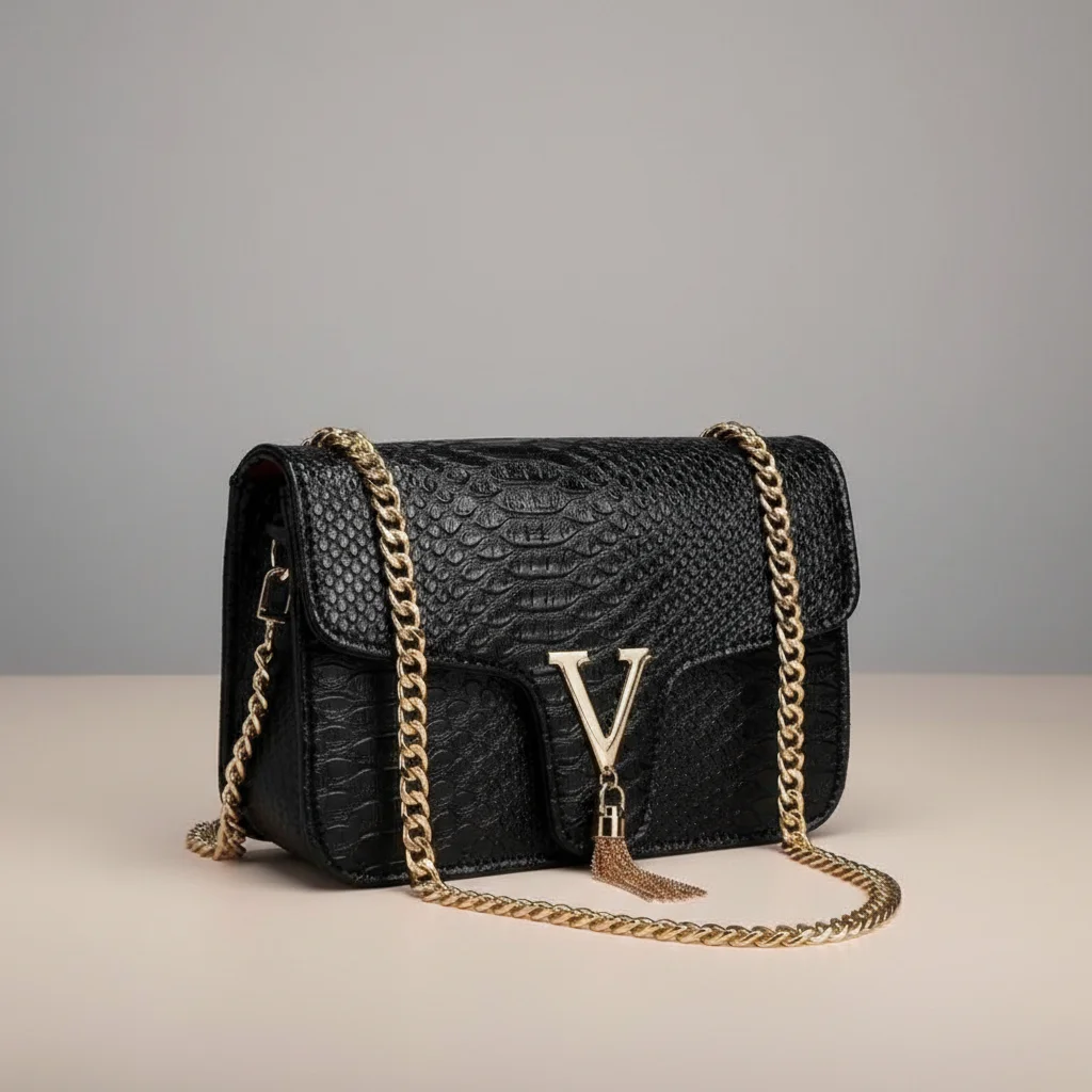 Sac chaine simili cuir texturé soirée – Image 4