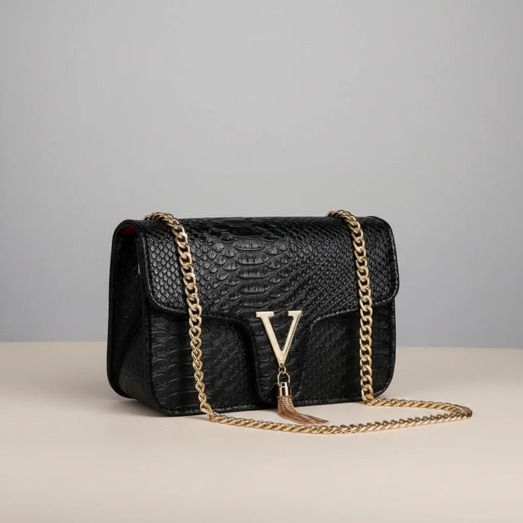 Sac chaine simili cuir texturé soirée – Image 5