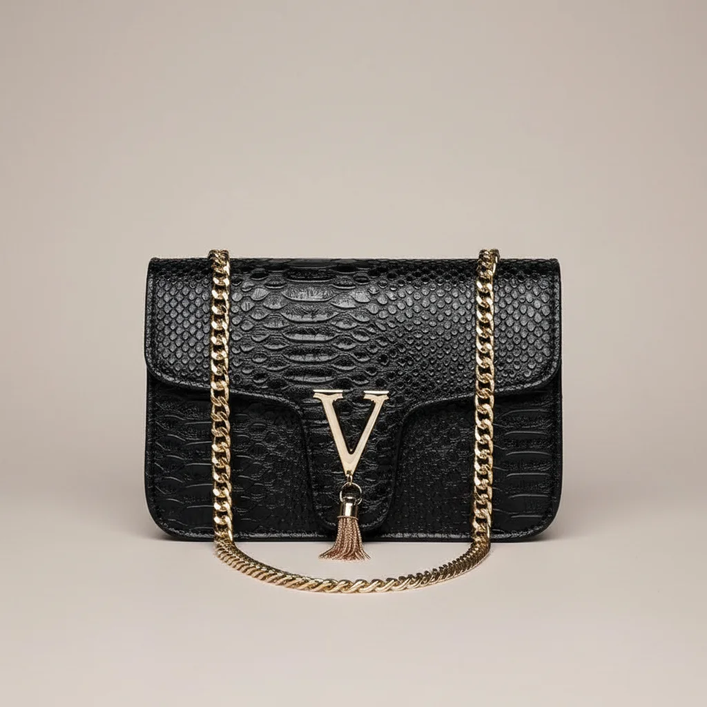 Sac chaine simili cuir texturé soirée – Image 6