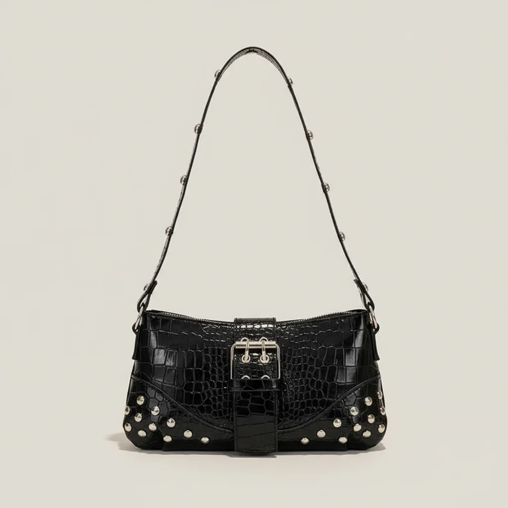 Sac chaine baguette simili cuir clouté