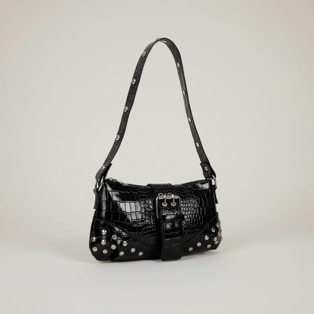 Sac chaine baguette simili cuir clouté – Image 3
