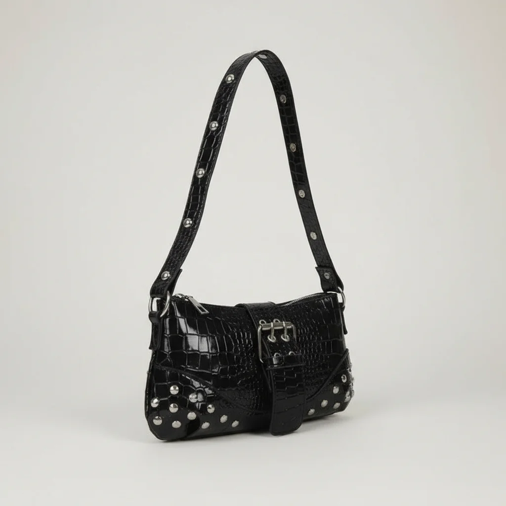 Sac chaine baguette simili cuir clouté – Image 4