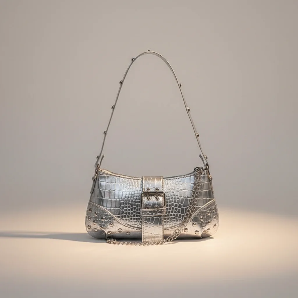 Sac chaine baguette simili cuir clouté – Image 5