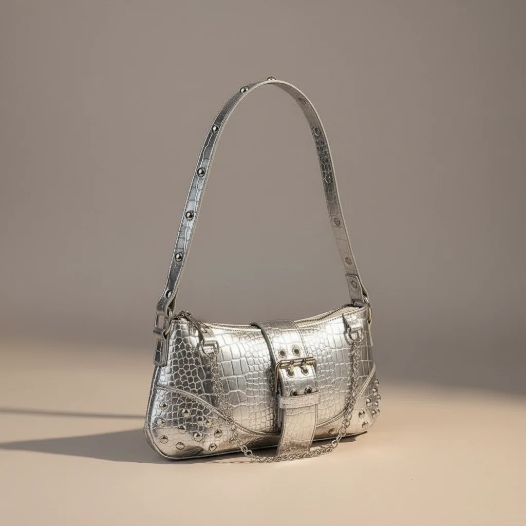 Sac chaine baguette simili cuir clouté – Image 7