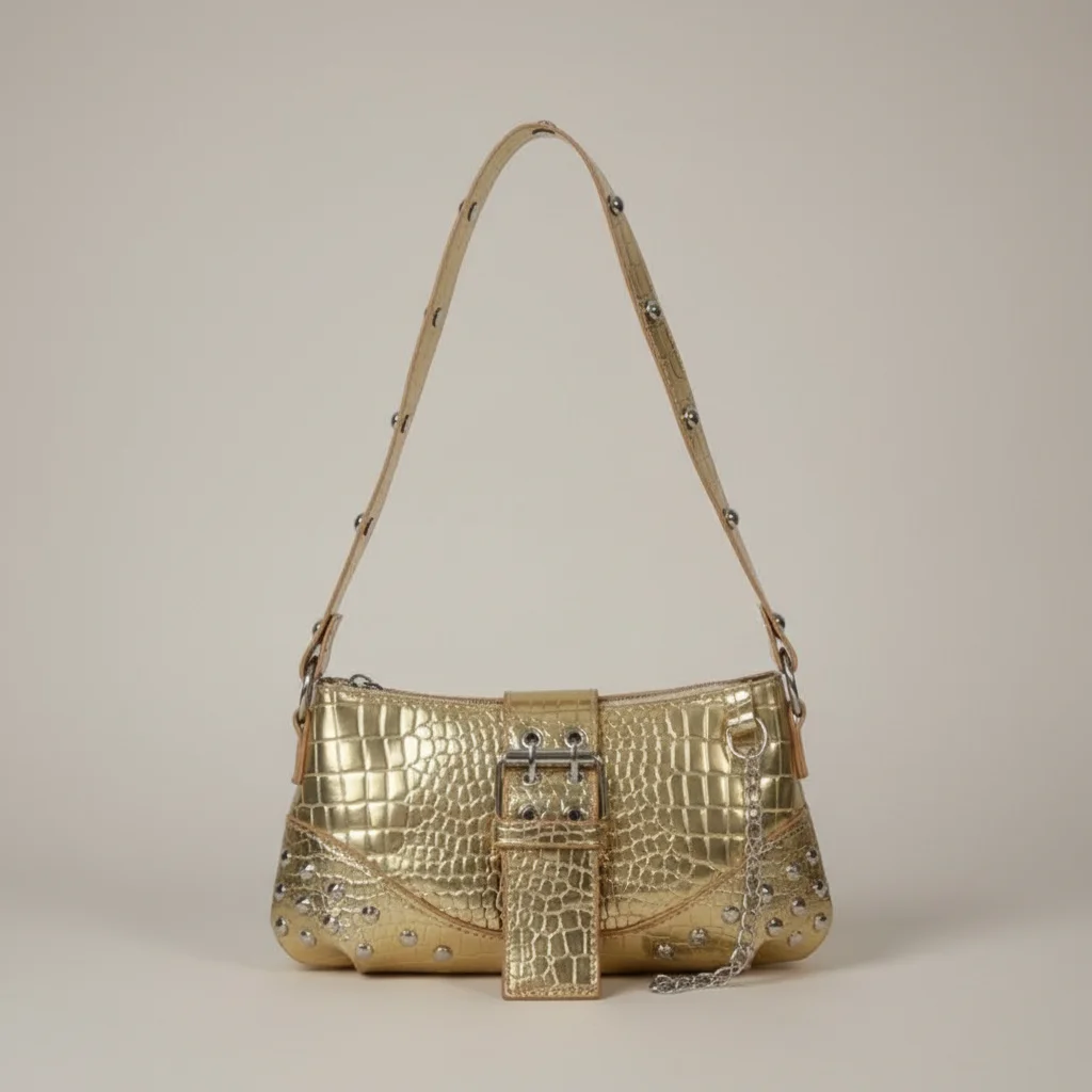 Sac chaine baguette simili cuir clouté – Image 9