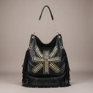 sac chaine besace simili cuir franges