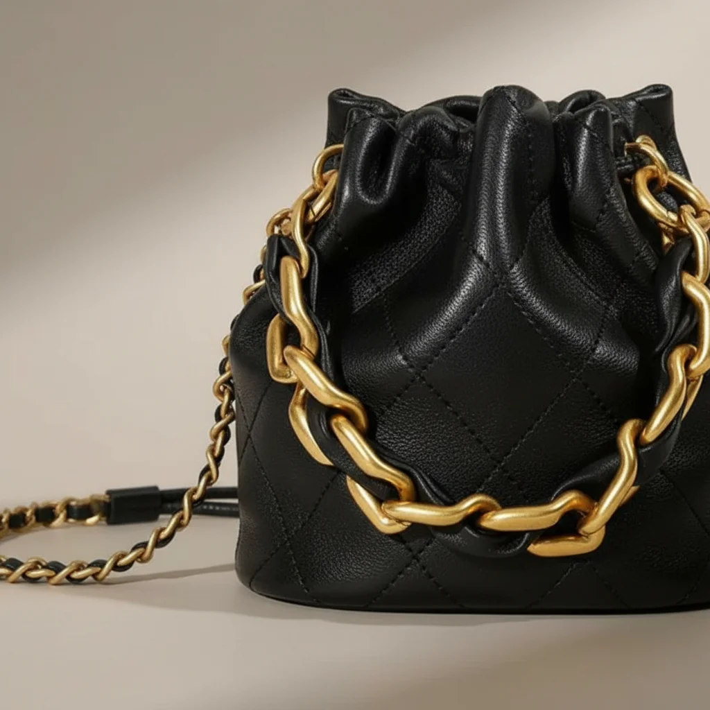 Sac chaine bourse cuir matelassé souple – Image 4