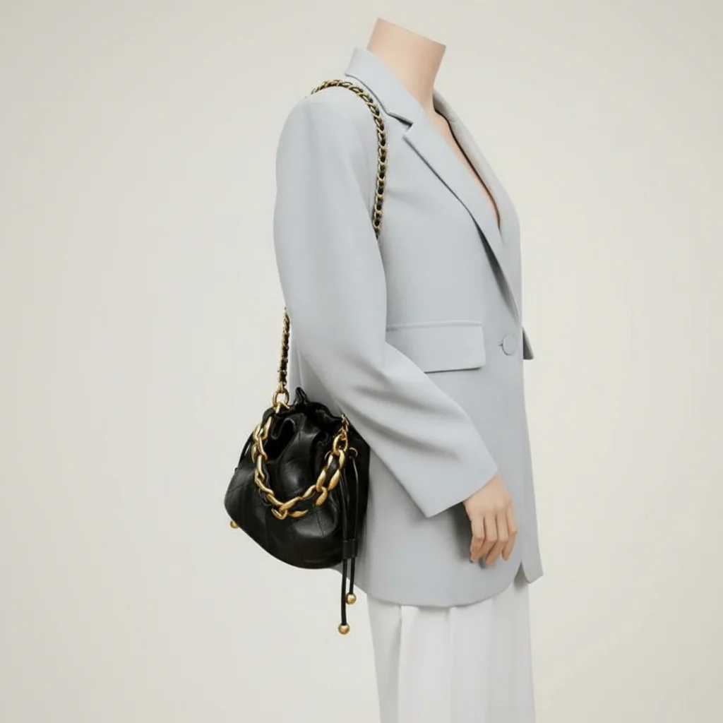Sac chaine bourse cuir matelassé souple – Image 5