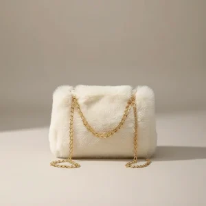 Sac chaine fausse fourrure souple 21cm
