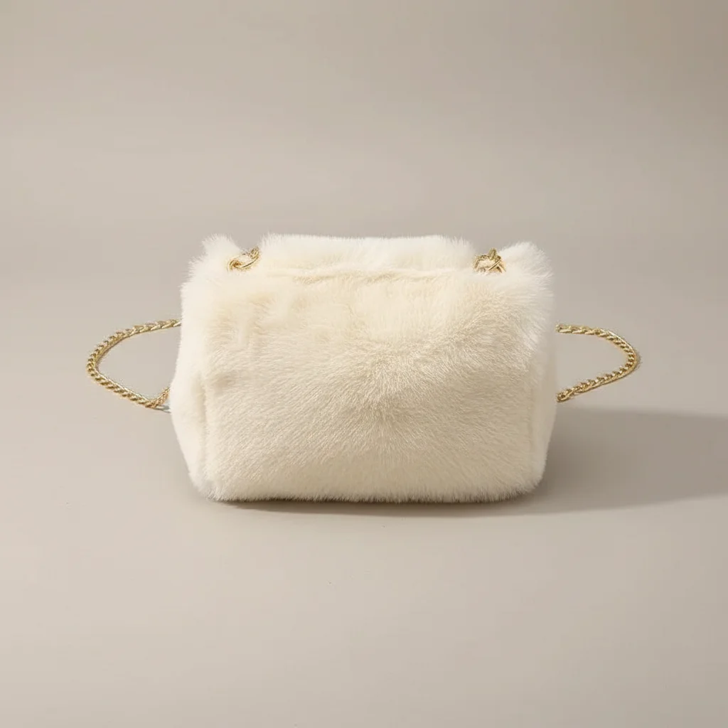 Sac chaine fausse fourrure souple 21cm – Image 3