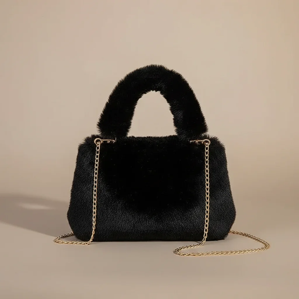 Sac chaine fausse fourrure souple 21cm – Image 9