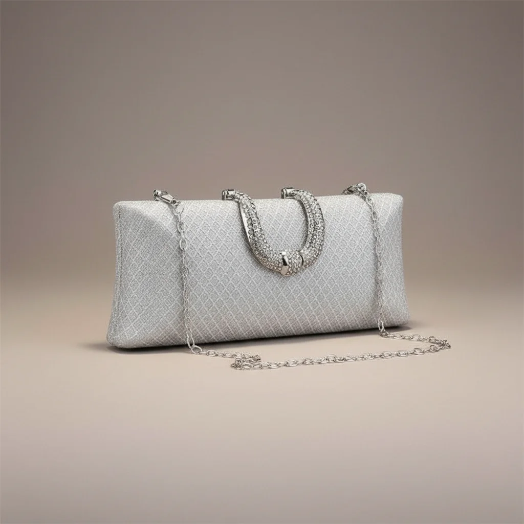 Sac chaine mariage tissu pailleté compact – Image 12