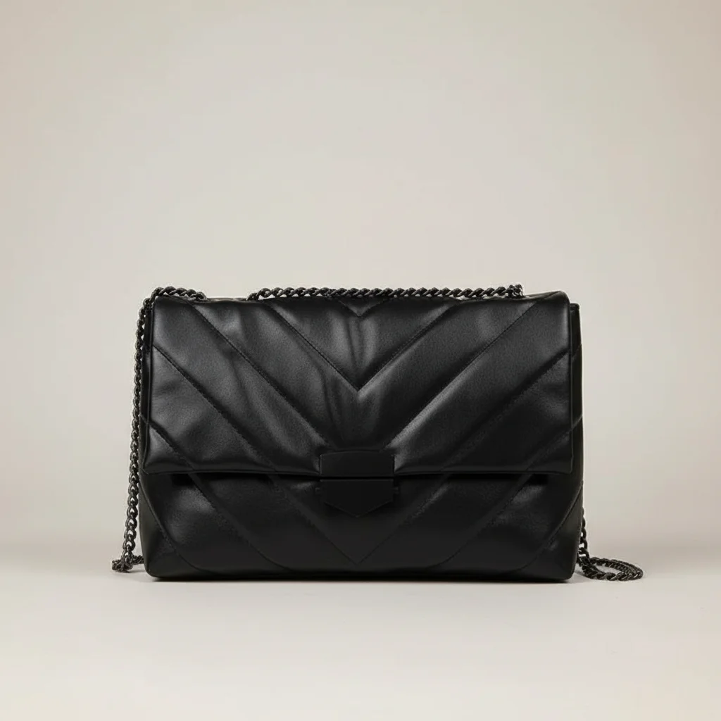 Sac chaine matelassé porté épaule pu – Image 2