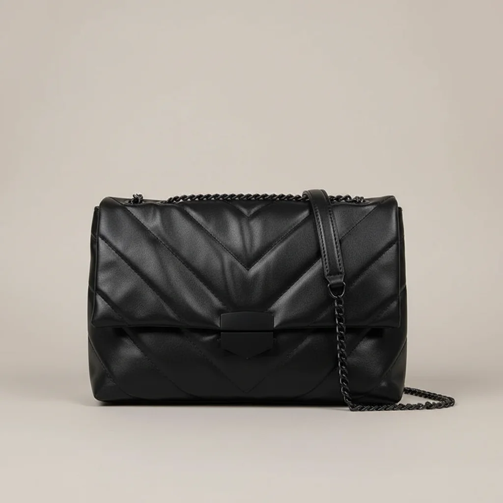 Sac chaine matelassé porté épaule pu – Image 3