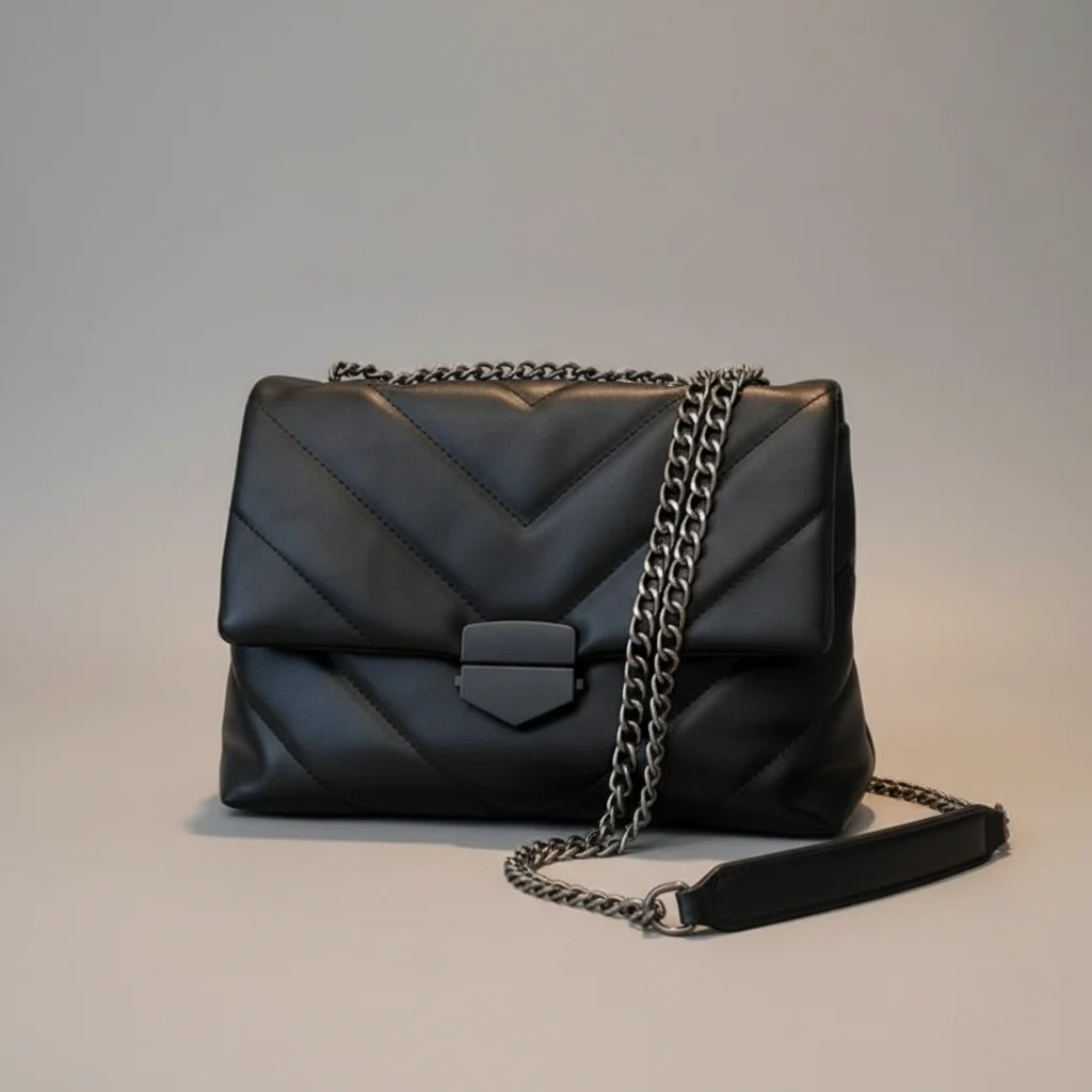 Sac chaine matelassé porté épaule pu – Image 4