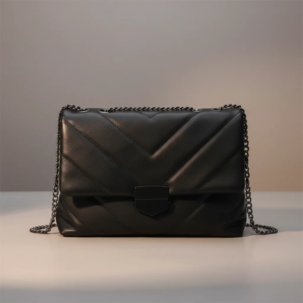 Sac chaine matelassé porté épaule pu – Image 6