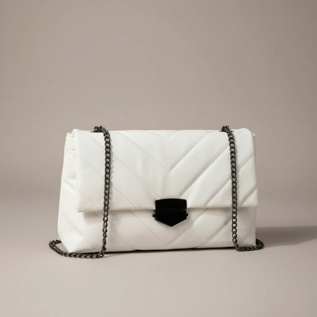Sac chaine matelassé porté épaule pu – Image 7