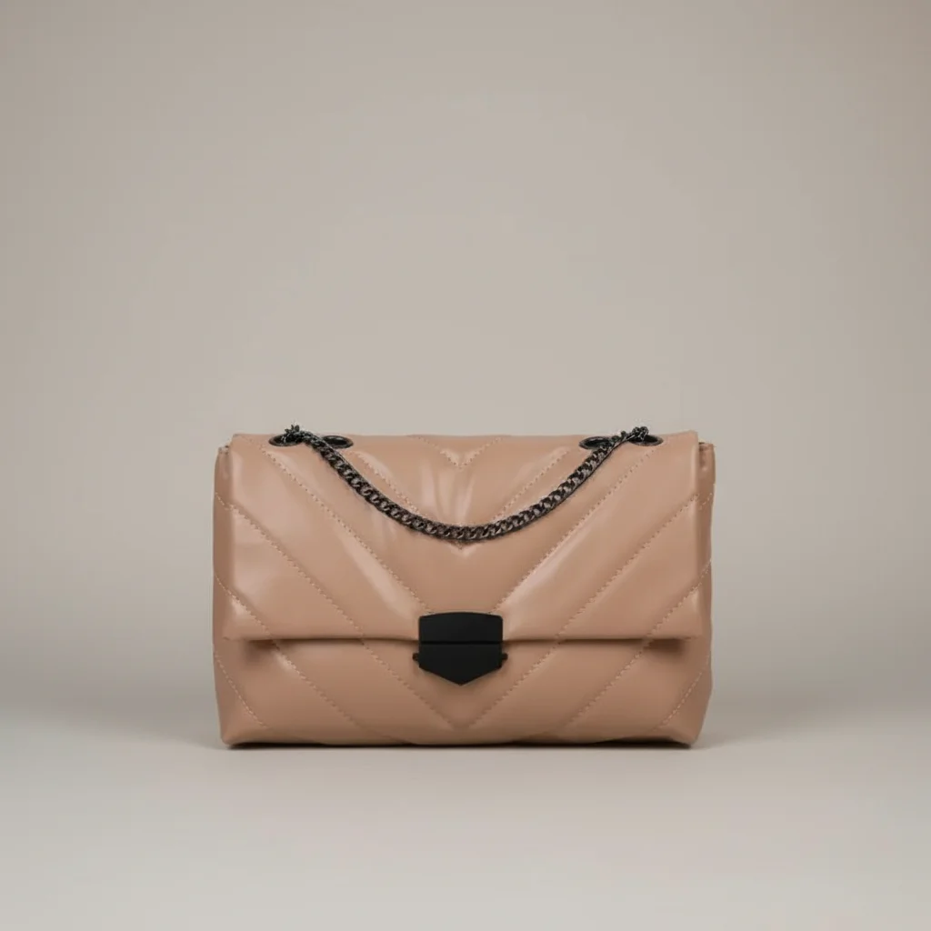 Sac chaine matelassé porté épaule pu – Image 9
