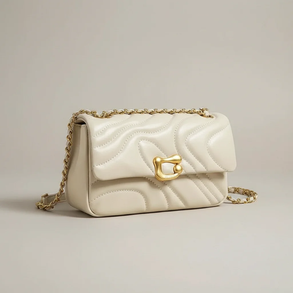 Sac chaine matelassé pu beige souple