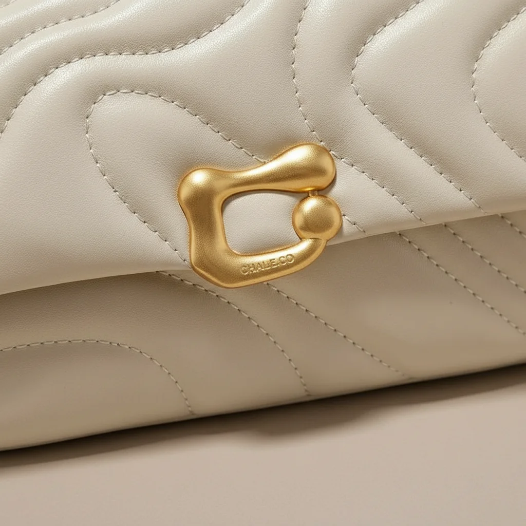 Sac chaine matelassé pu beige souple – Image 3
